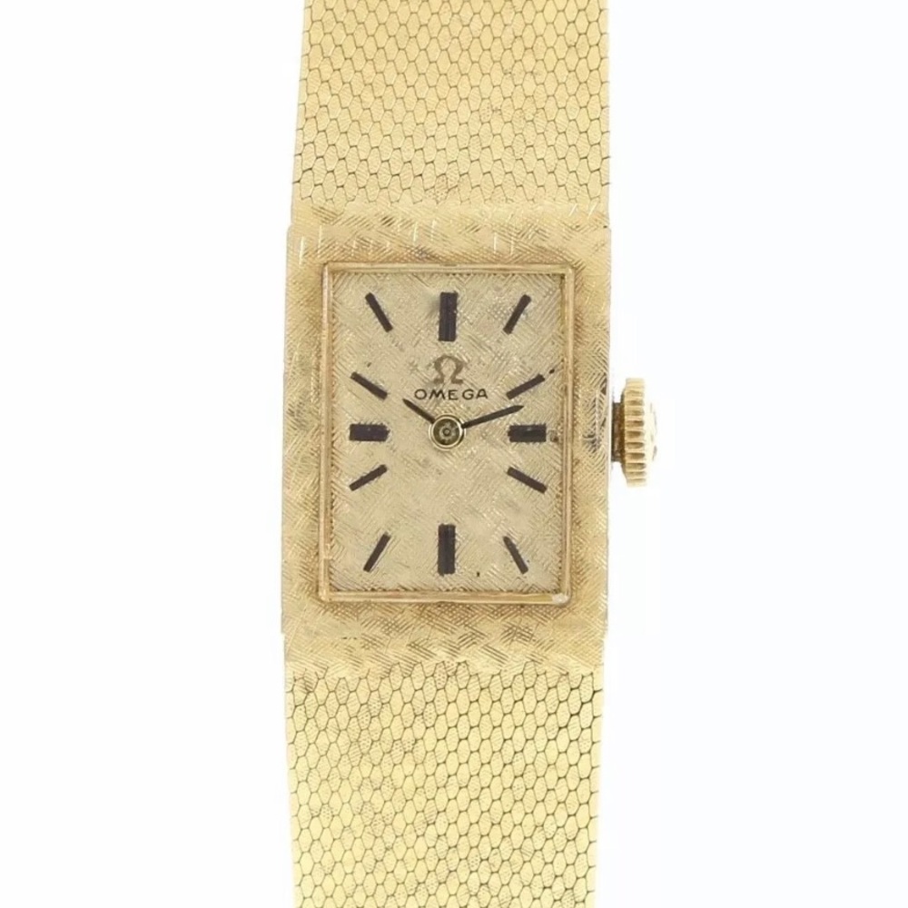 Vintage OMEGA 14K Solid Gold Mesh Ladies Swiss